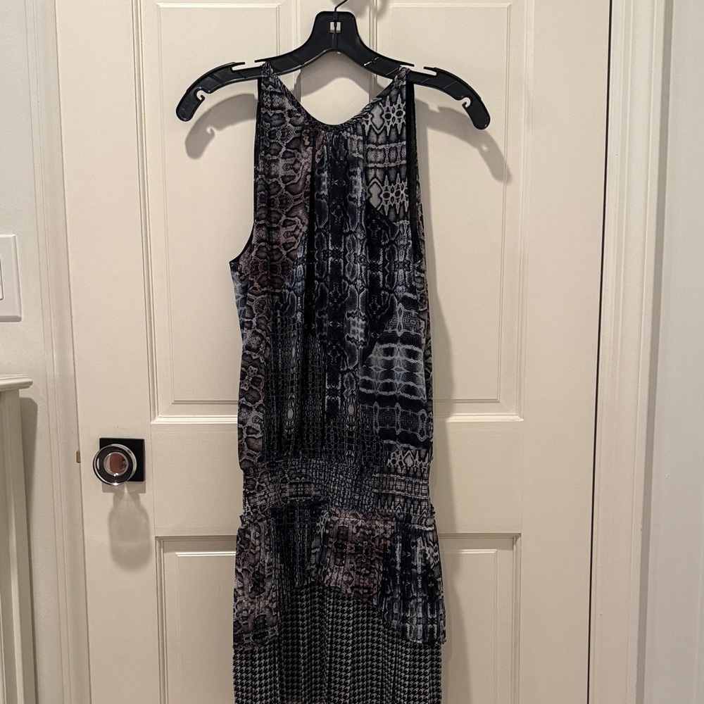 Ramy Brook Black and Gray Patterned Mini Dress